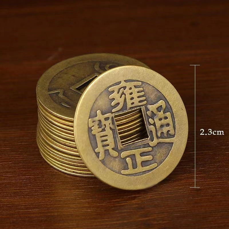 Vintage Brass Five Emperor Coins, Ancient Chinese Coin Charms, Feng Shui Lucky Coins, Retro Brass Ancient Currency, DIY Jewelry Supplies