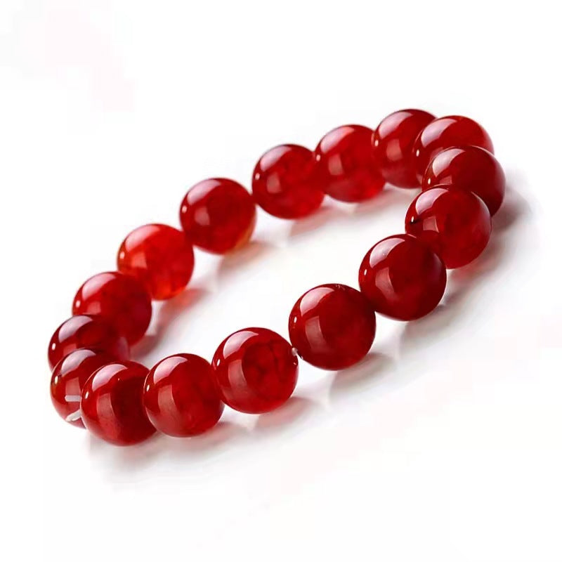 Natural Red Agate Dragon Pattern Bracelet | Ice Species Phoenix Blood Dragon Scale Agate Beaded Bracelet for Women Men