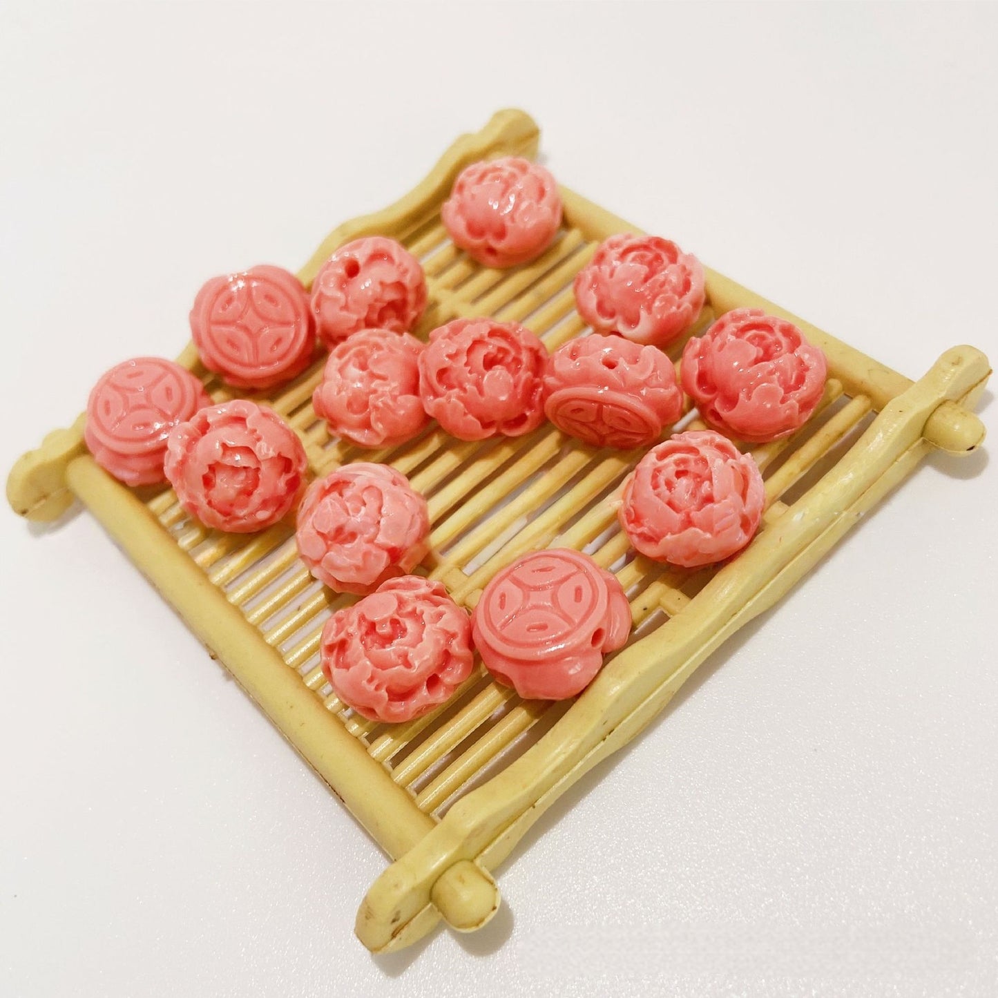 4PCS 12mm Pink Queen Conch Powder Pressed Peony Charms - Shell Embellishments for DIY Jewelry & Crafts