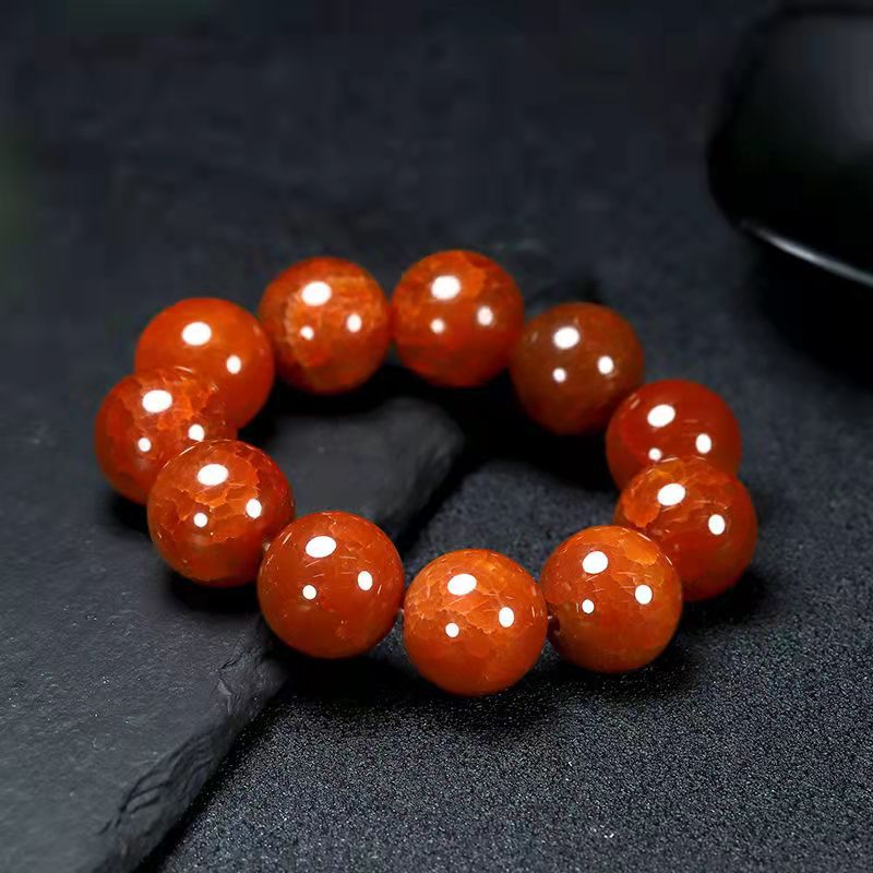 Natural Red Agate Dragon Pattern Bracelet | Ice Species Phoenix Blood Dragon Scale Agate Beaded Bracelet for Women Men