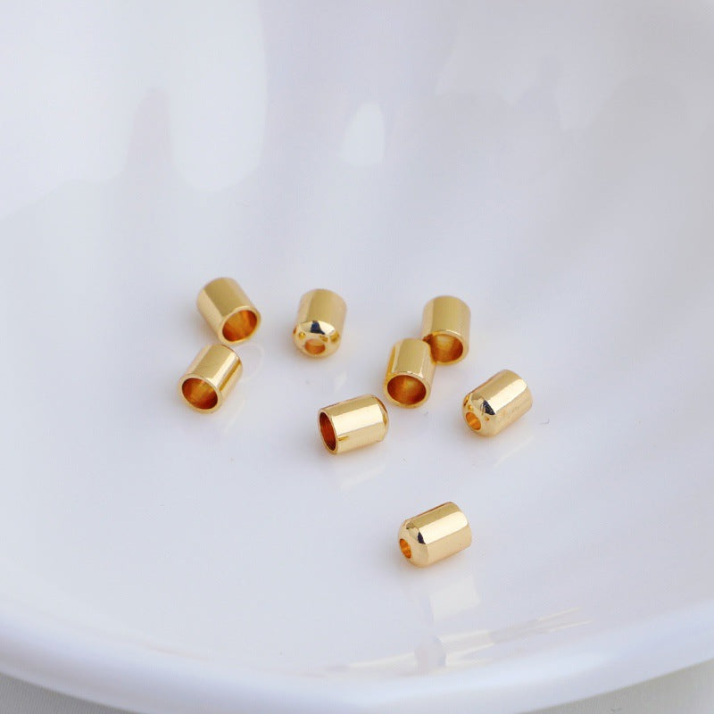10PCS 18K Gold Plated Copper Cord End Caps, Smooth Round Leather Rope Tips, DIY Jewelry Making Clasps for Braided Cord & Necklaces