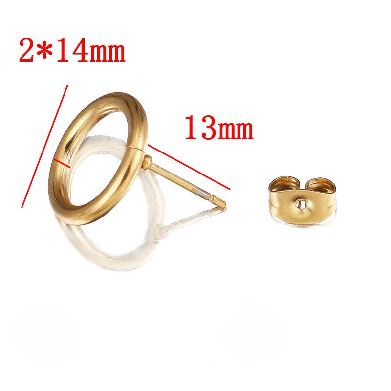 5 Pairs DIY Handmade Ear Studs - 14mm Circular Stainless Steel Vacuum - Plated Hoop Earrings