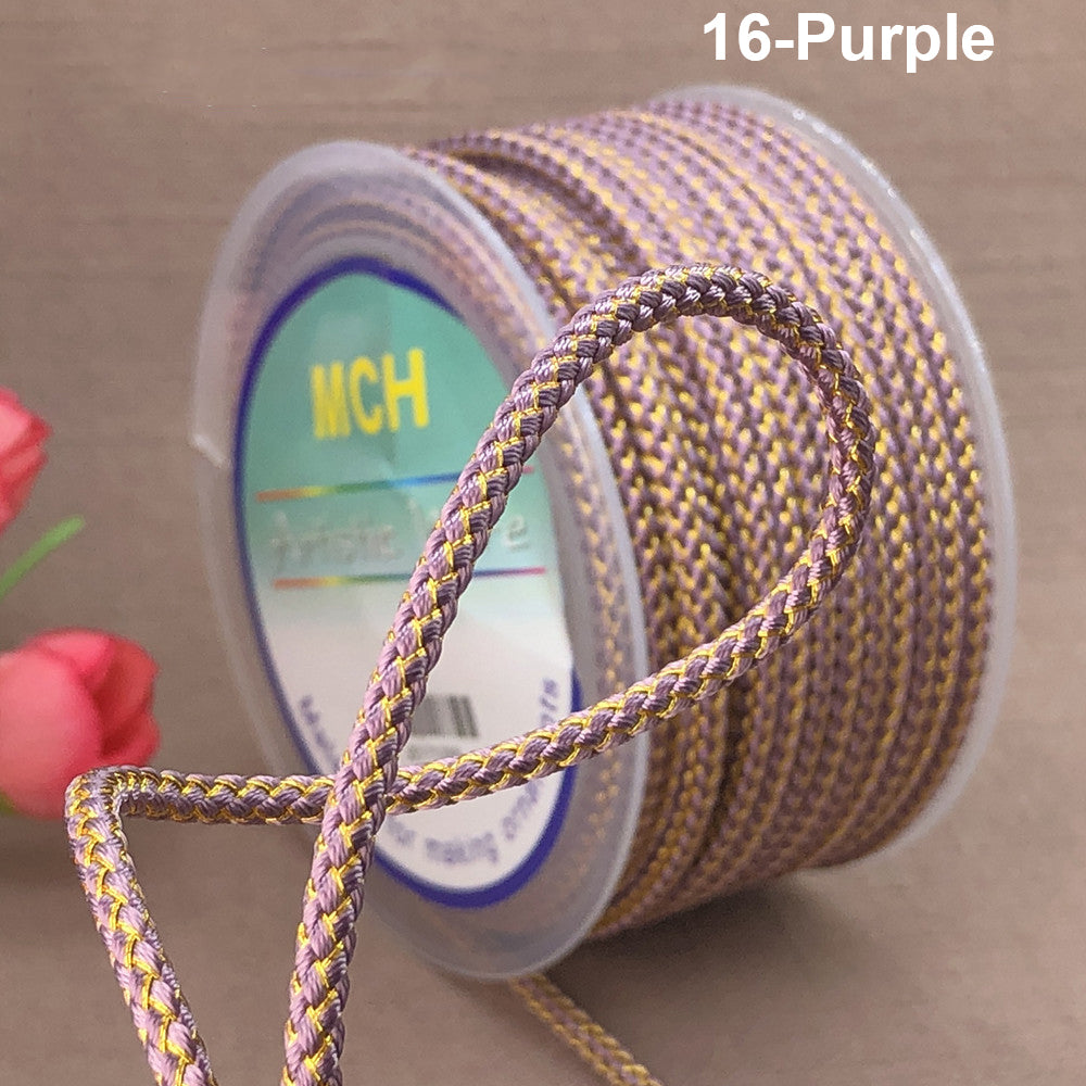 3mm Braided Dragon Pattern Cord | Gold Thread & Cored Styles for Jewelry Making