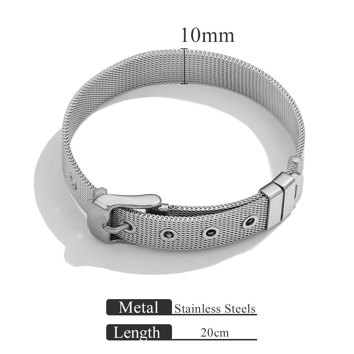 Woven Stainless Steel Mesh Bracelet | 18K Gold Plated | Polished Surface | Adjustable Snap Clasp