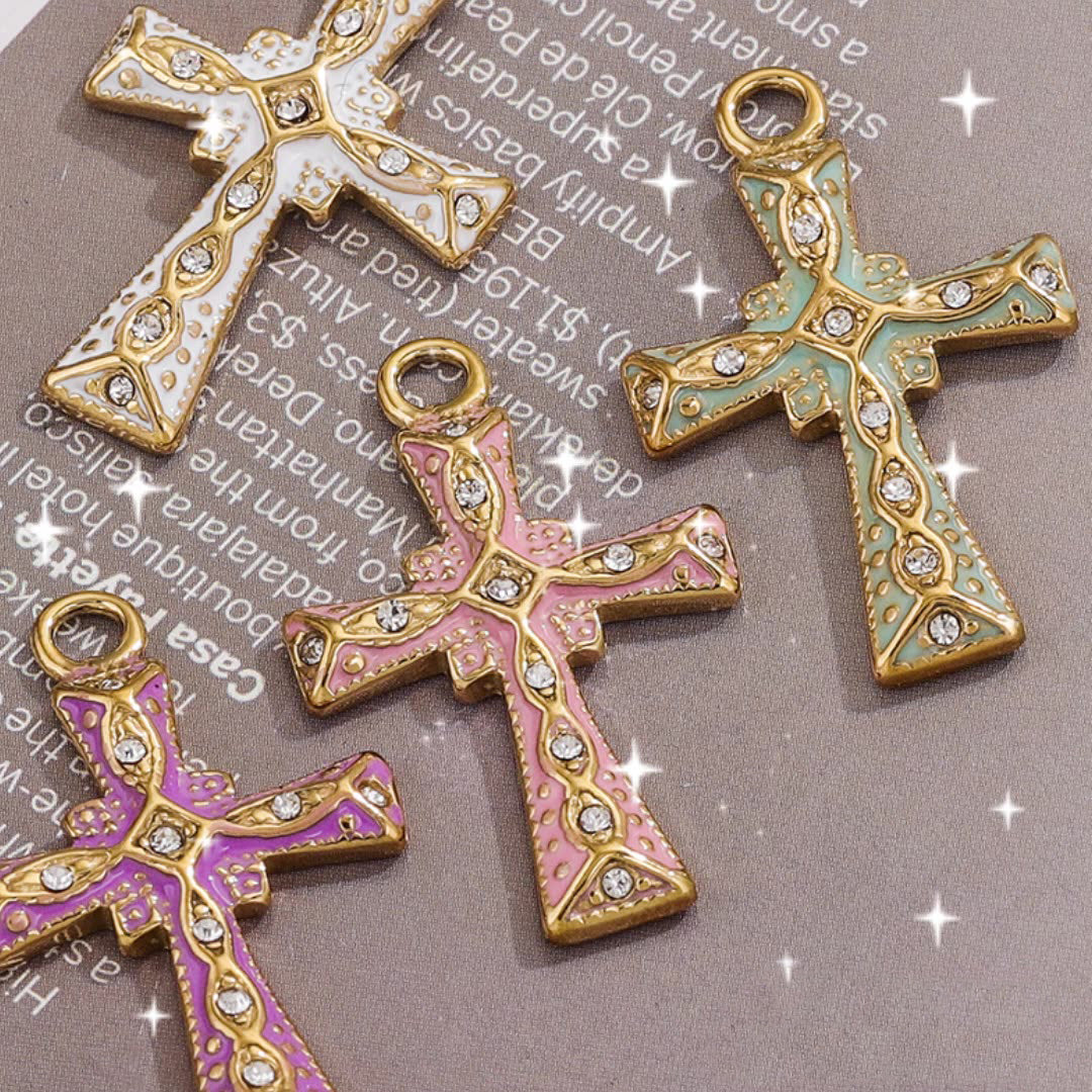 Exquisite Cross Pendant | Premium Stainless Steel (Titanium Steel) Plated 18K Gold, Elegant Religious Jewelry for Daily Wear