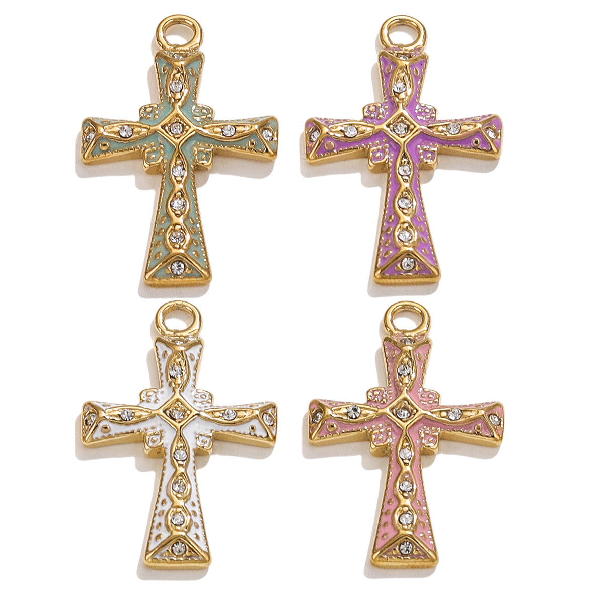Exquisite Cross Pendant | Premium Stainless Steel (Titanium Steel) Plated 18K Gold, Elegant Religious Jewelry for Daily Wear