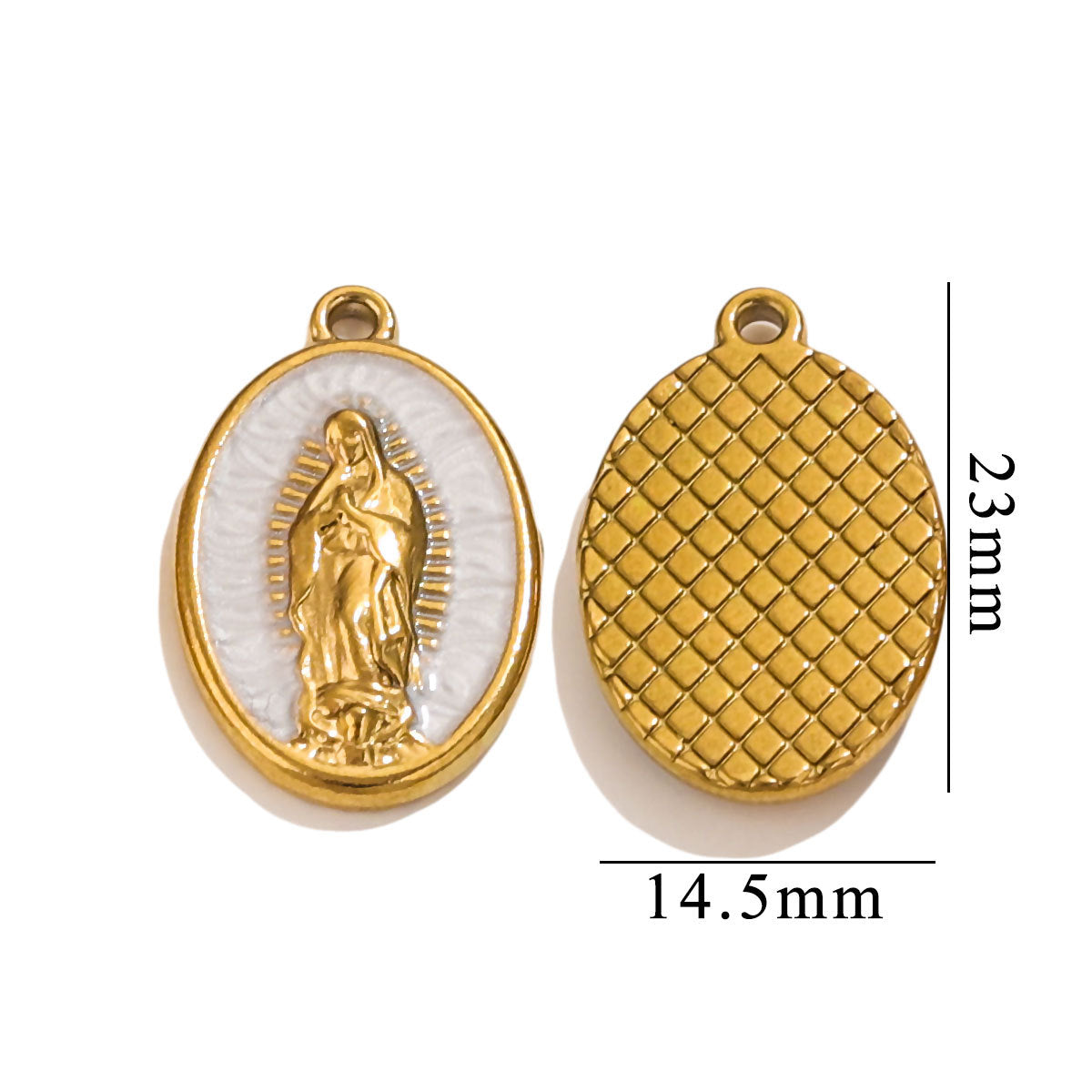 Retro Titanium Steel Virgin Mary Pendant | 18K Vacuum Gold-Plated (Color Retention), European & American Style, DIY Necklace Jewelry Accessory