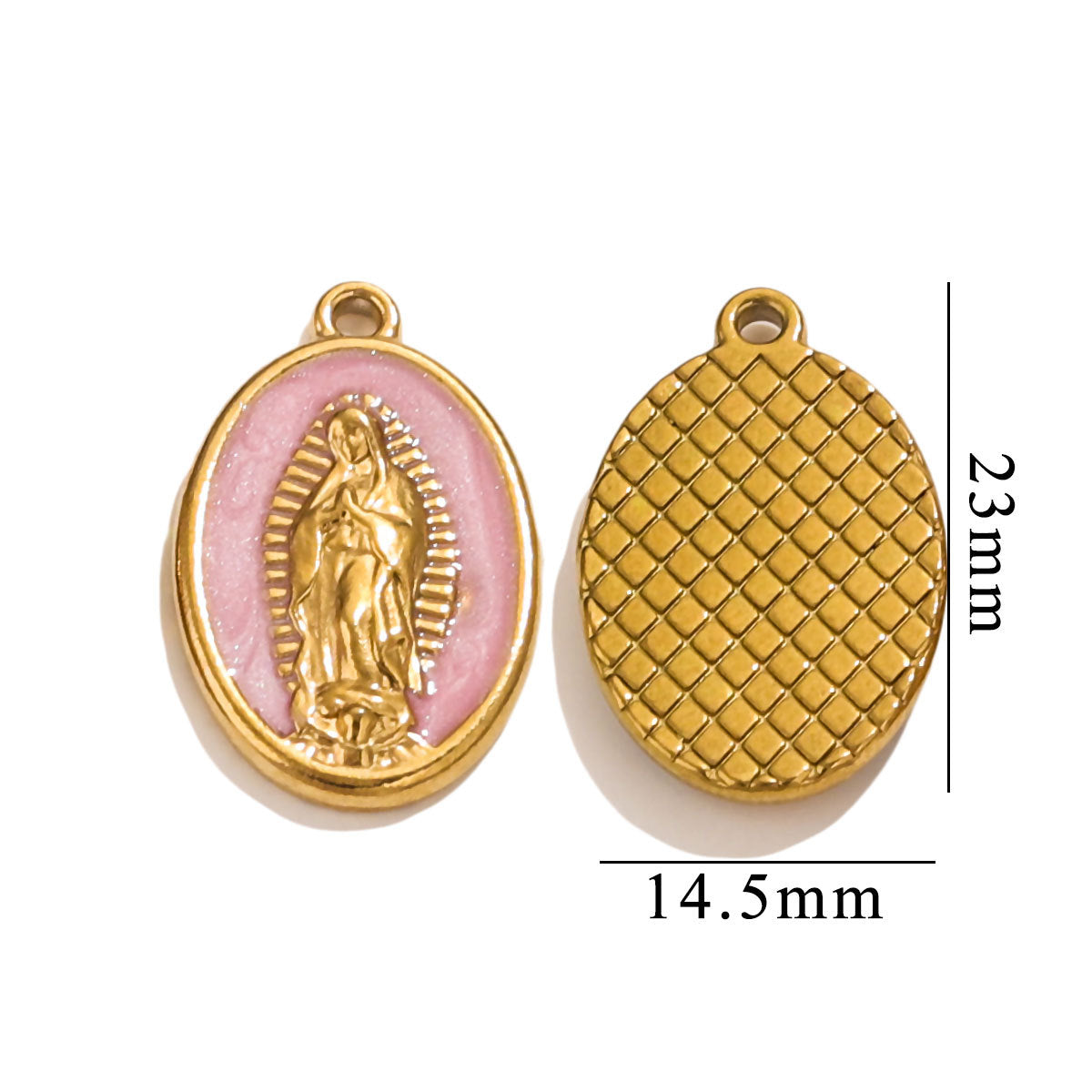 Retro Titanium Steel Virgin Mary Pendant | 18K Vacuum Gold-Plated (Color Retention), European & American Style, DIY Necklace Jewelry Accessory