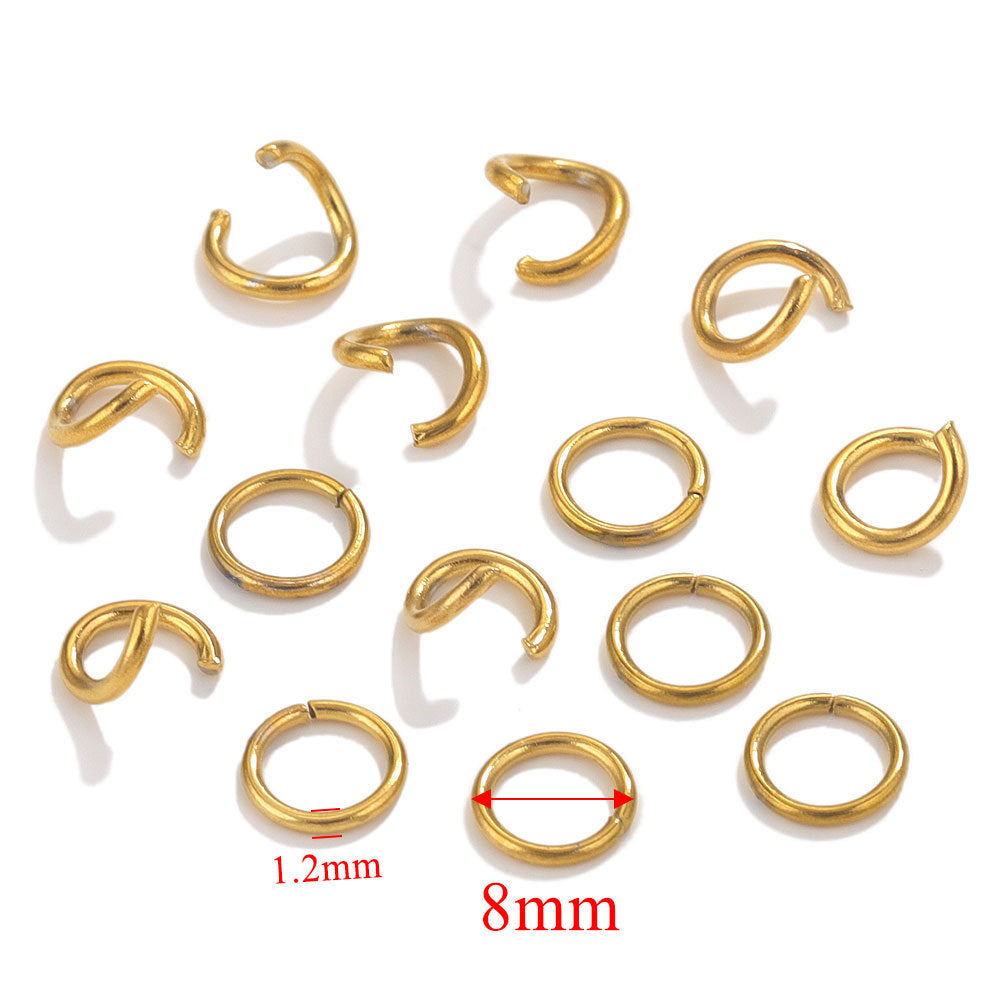 100PCS Stainless Steel 18K Real Gold Vacuum Plated Jump Rings - Color-Retaining Open Connector Circles for DIY Jewelry Supplies