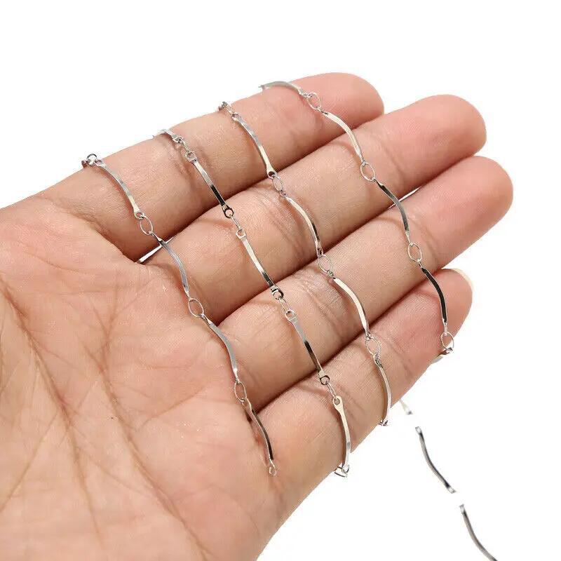 18K Real Gold Plated Stainless Steel Stick Chain - Curved Stick Necklace Chain, Fade-Resistant DIY Jewelry Chain