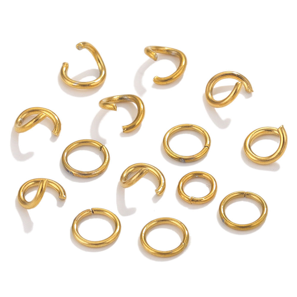 100PCS Stainless Steel 18K Real Gold Vacuum Plated Jump Rings - Color-Retaining Open Connector Circles for DIY Jewelry Supplies