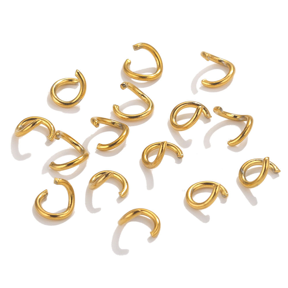 100PCS Stainless Steel 18K Real Gold Vacuum Plated Jump Rings - Color-Retaining Open Connector Circles for DIY Jewelry Supplies