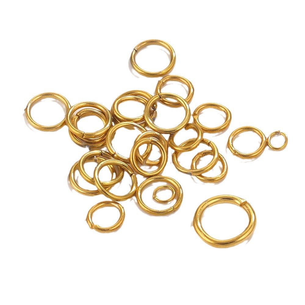 100PCS Stainless Steel 18K Real Gold Vacuum Plated Jump Rings - Color-Retaining Open Connector Circles for DIY Jewelry Supplies