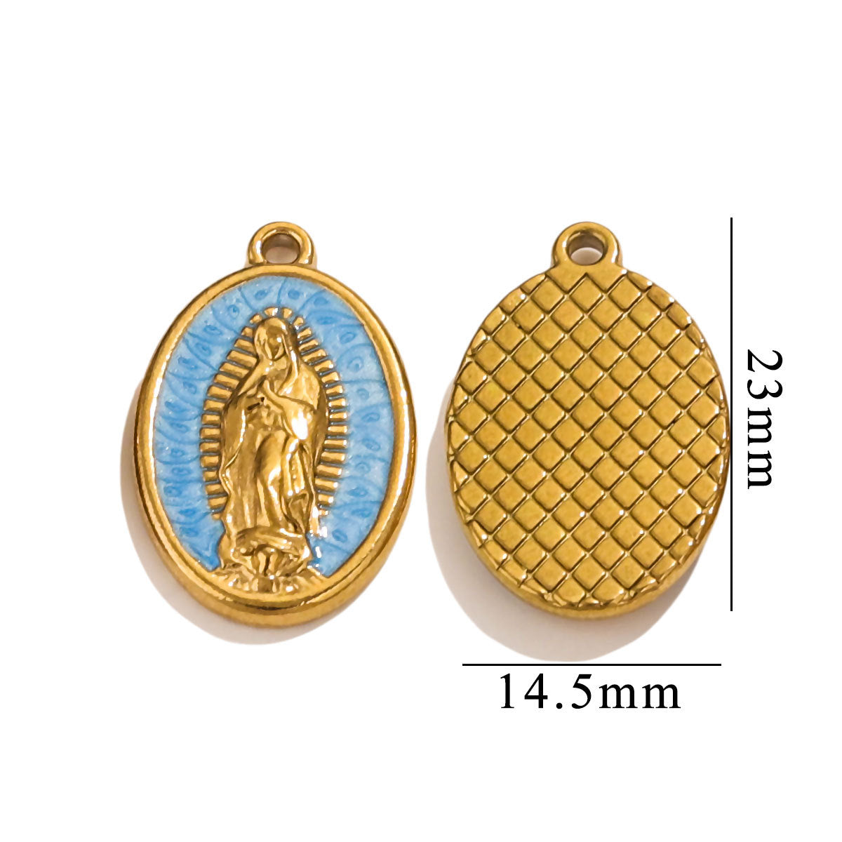 Retro Titanium Steel Virgin Mary Pendant | 18K Vacuum Gold-Plated (Color Retention), European & American Style, DIY Necklace Jewelry Accessory