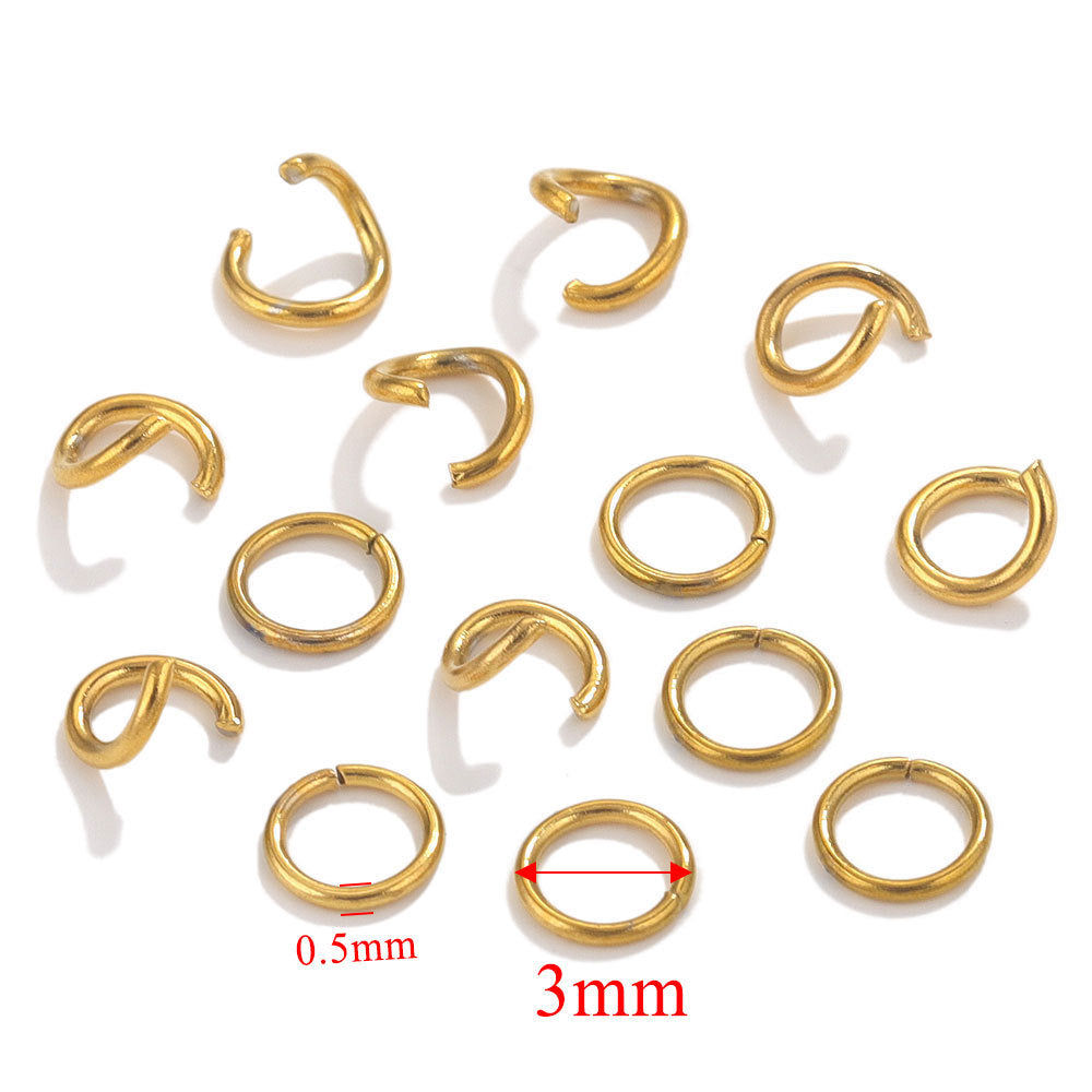 100PCS Stainless Steel 18K Real Gold Vacuum Plated Jump Rings - Color-Retaining Open Connector Circles for DIY Jewelry Supplies