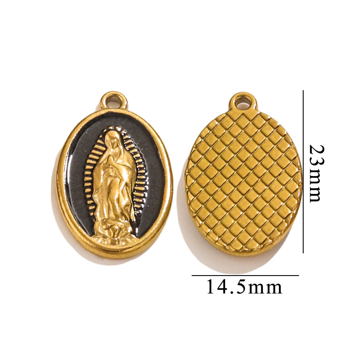 Retro Titanium Steel Virgin Mary Pendant | 18K Vacuum Gold-Plated (Color Retention), European & American Style, DIY Necklace Jewelry Accessory