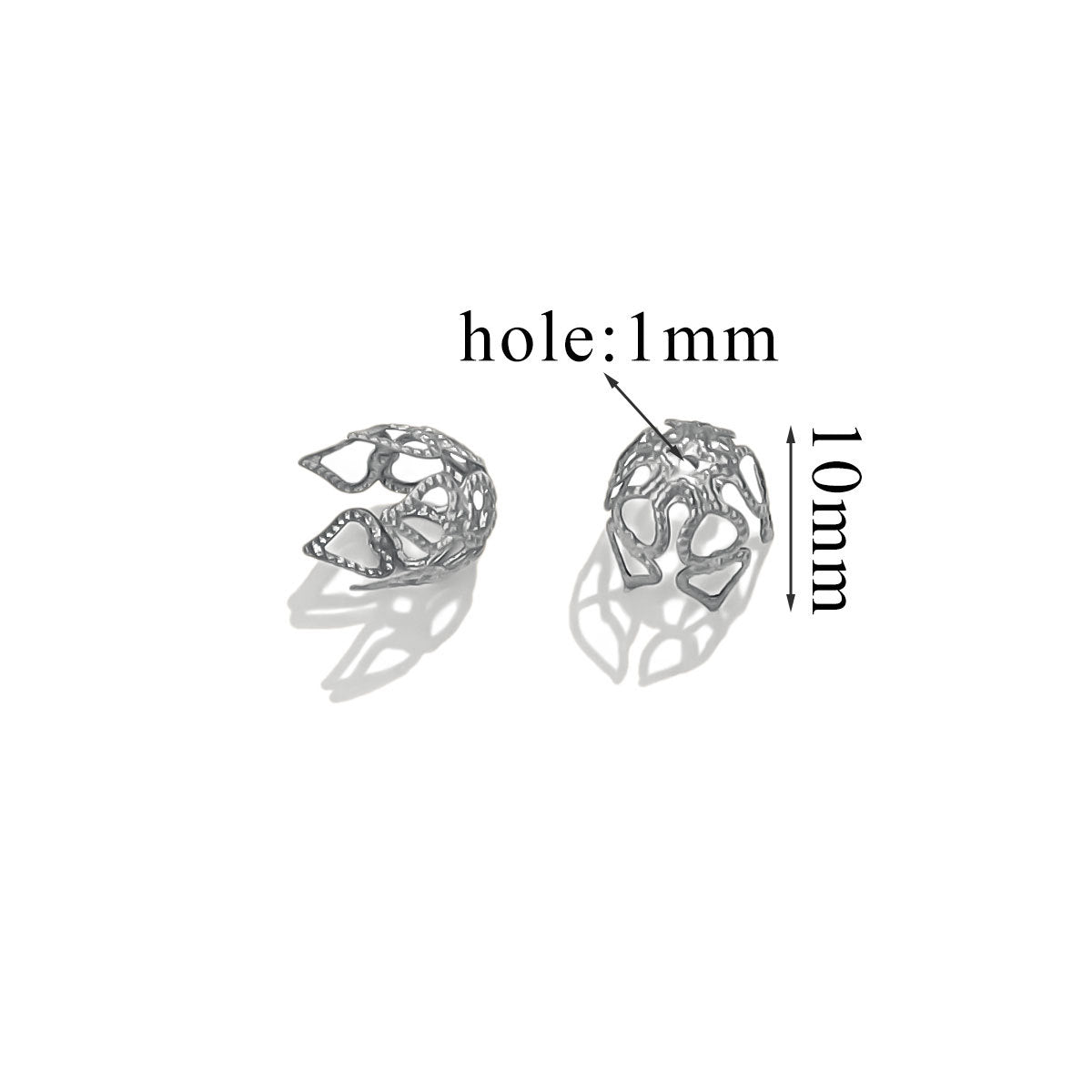 100PCS Stainless Steel Petal Bead Caps & Flower Cups - 18K Vacuum Plated Jewelry Spacer Parts 