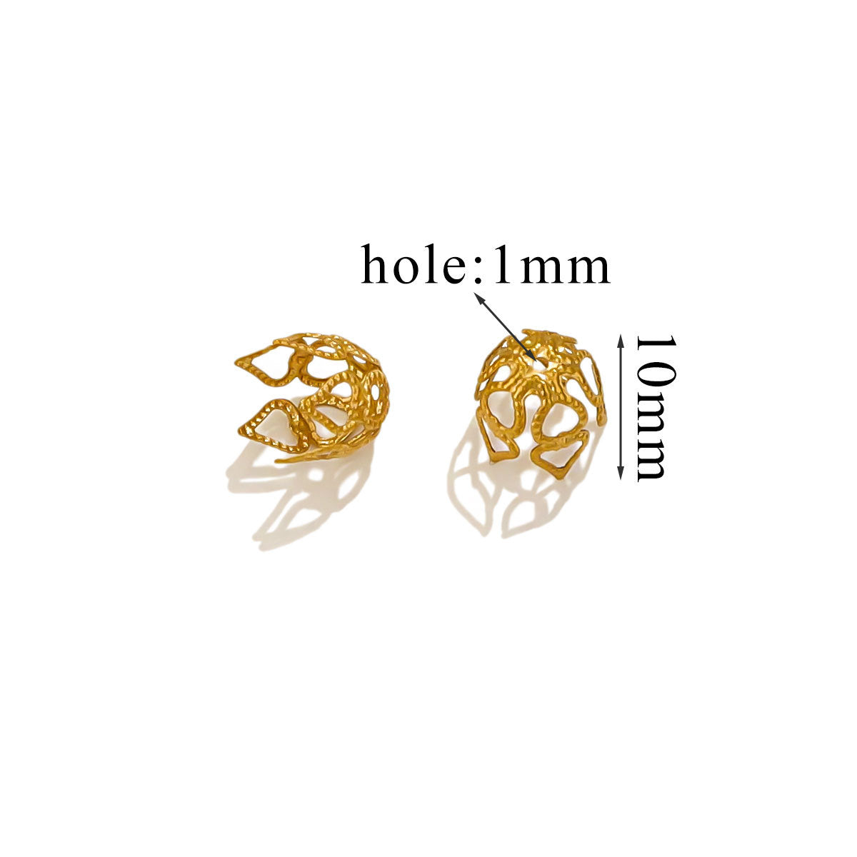 100PCS Stainless Steel Petal Bead Caps & Flower Cups - 18K Vacuum Plated Jewelry Spacer Parts 