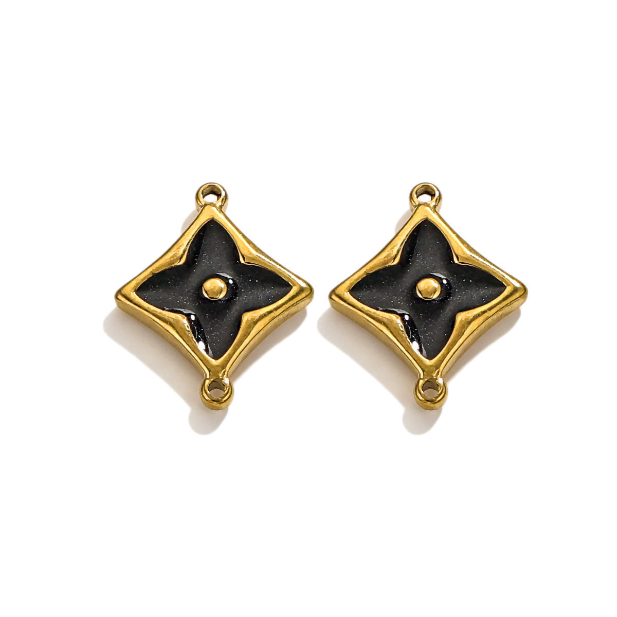 4PCS Strong Color Retention 18K Gold Plated Stainless Steel Clover Double Dangle Charms - DIY Findings for Bracelets & Necklaces