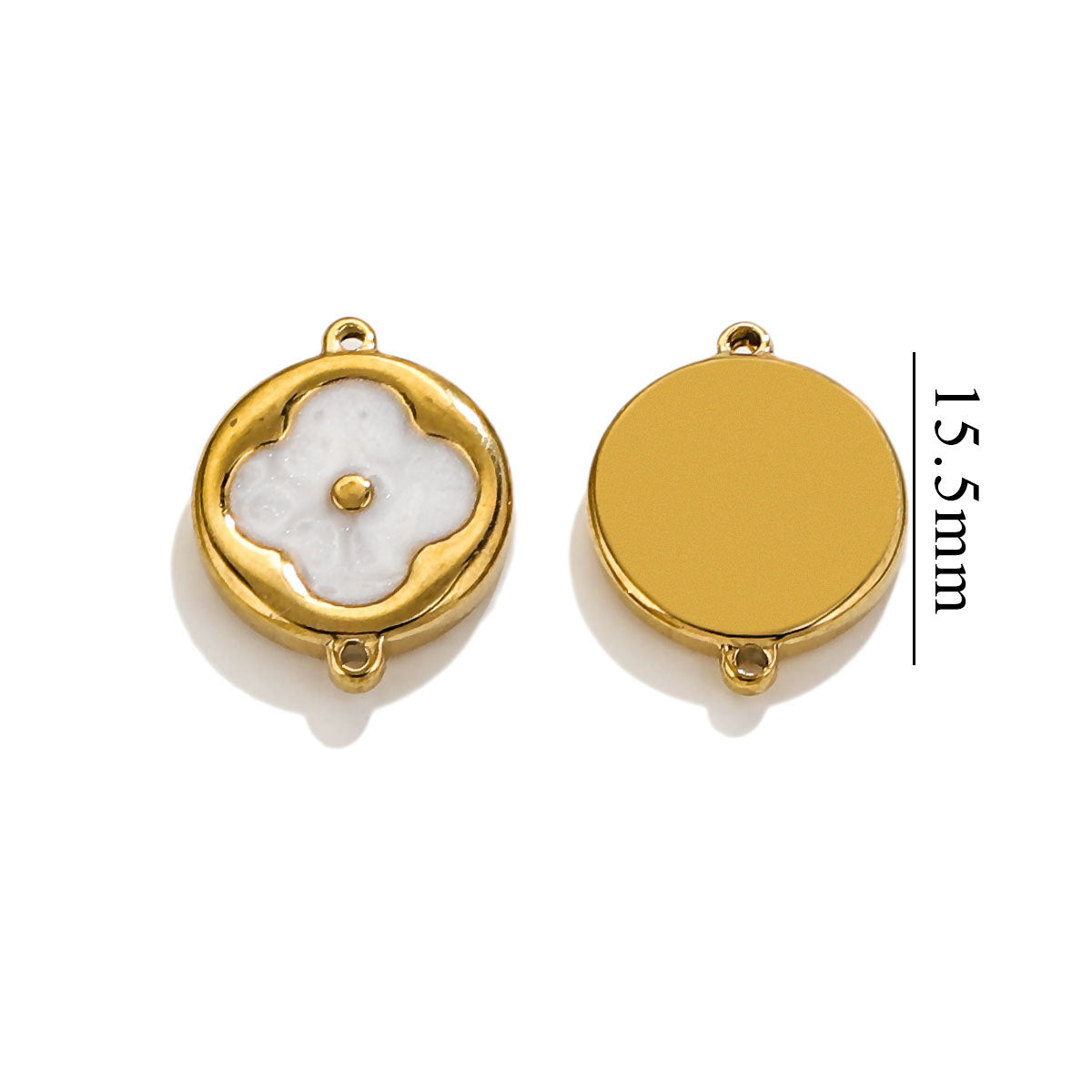 4PCS Strong Color Retention 18K Gold Plated Stainless Steel Clover Double Dangle Charms - DIY Findings for Bracelets & Necklaces