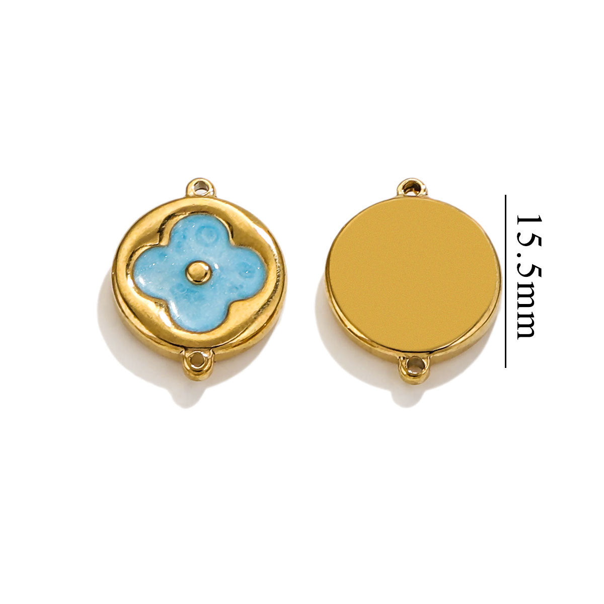 4PCS Strong Color Retention 18K Gold Plated Stainless Steel Clover Double Dangle Charms - DIY Findings for Bracelets & Necklaces