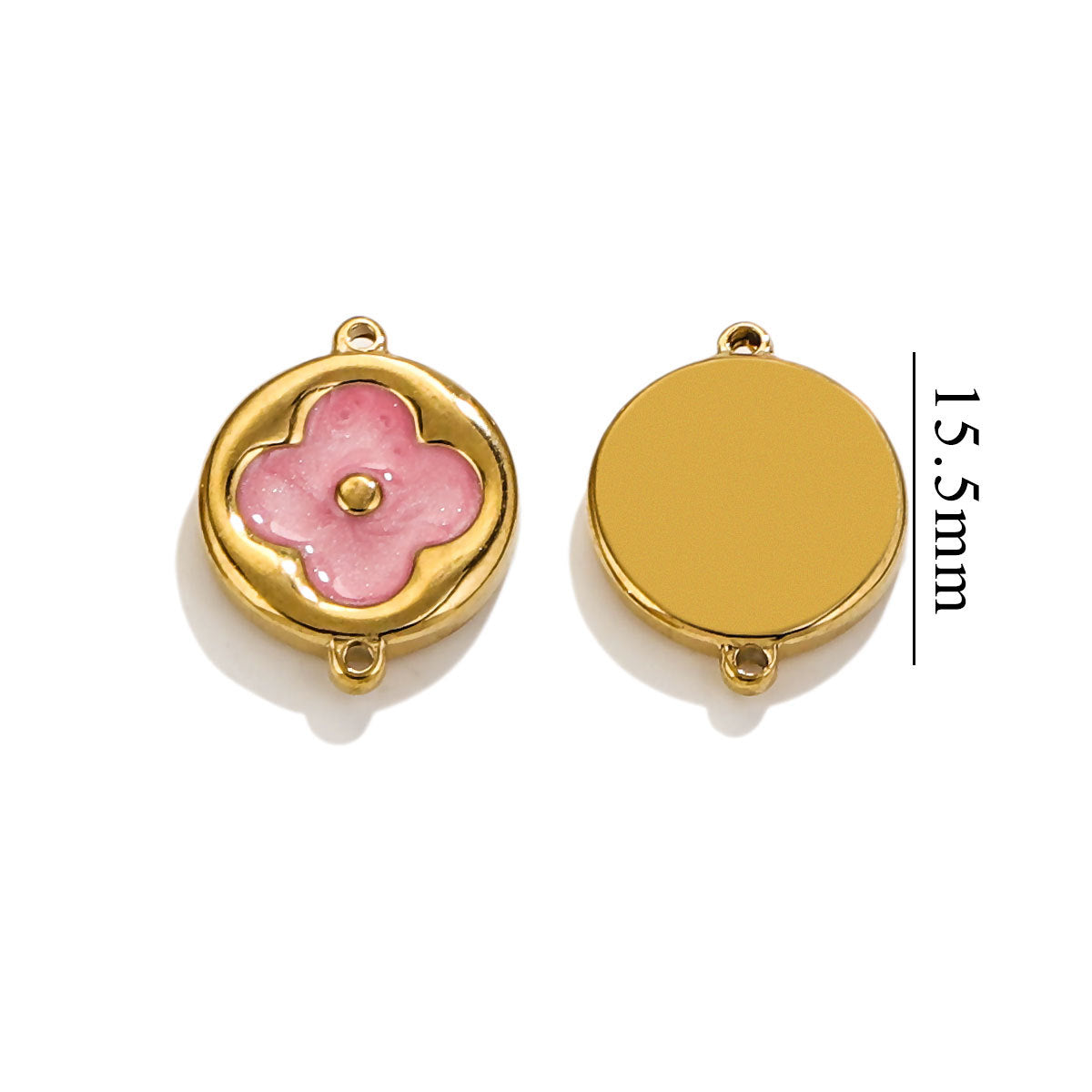 4PCS Strong Color Retention 18K Gold Plated Stainless Steel Clover Double Dangle Charms - DIY Findings for Bracelets & Necklaces