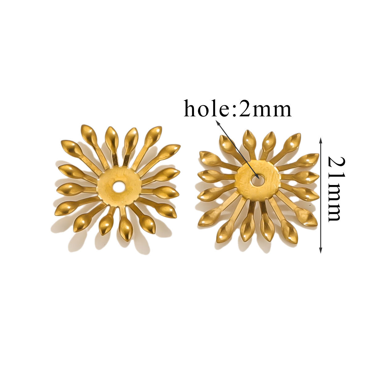 100PCS Stainless Steel Petal Bead Caps & Flower Cups - 18K Vacuum Plated Jewelry Spacer Parts 