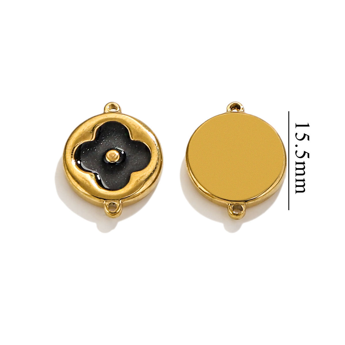 4PCS Strong Color Retention 18K Gold Plated Stainless Steel Clover Double Dangle Charms - DIY Findings for Bracelets & Necklaces