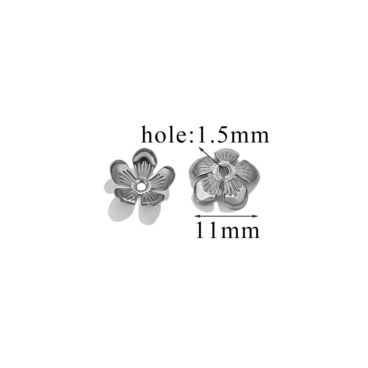 100PCS Stainless Steel Petal Bead Caps & Flower Cups - 18K Vacuum Plated Jewelry Spacer Parts 