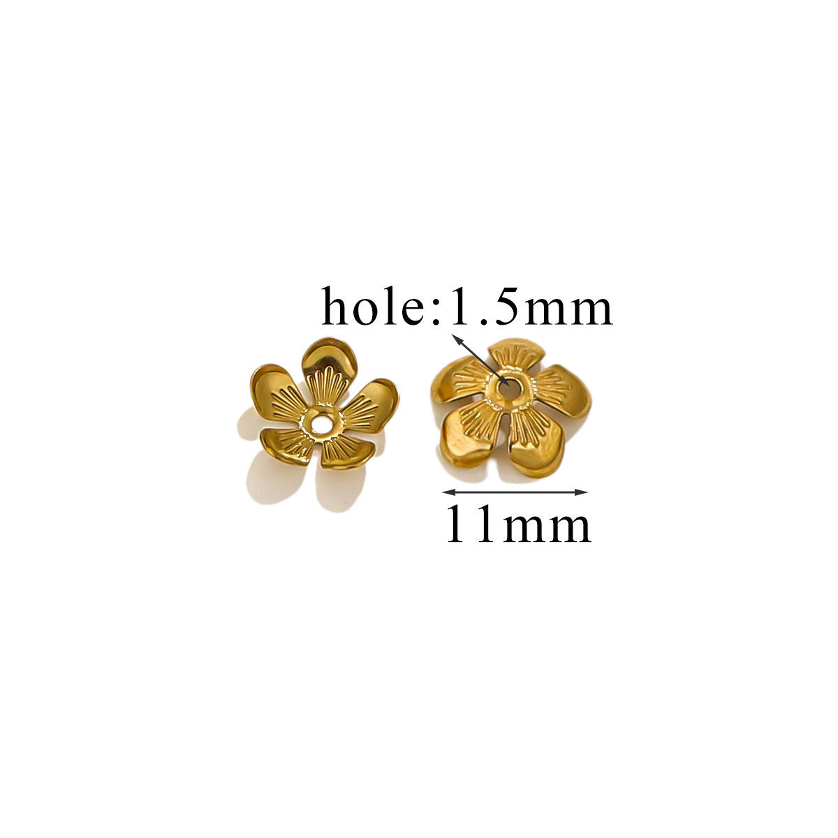 100PCS Stainless Steel Petal Bead Caps & Flower Cups - 18K Vacuum Plated Jewelry Spacer Parts 