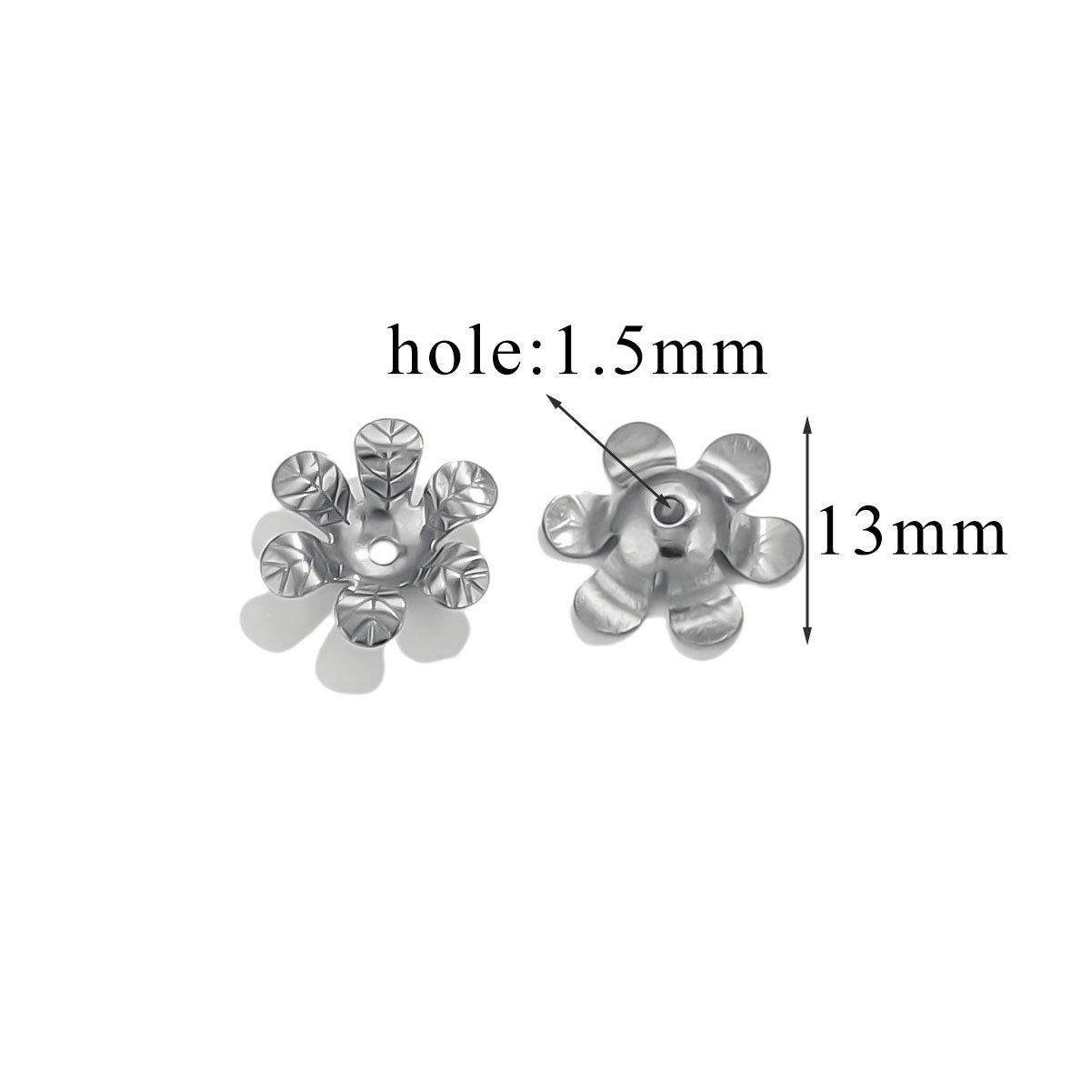 100PCS Stainless Steel Petal Bead Caps & Flower Cups - 18K Vacuum Plated Jewelry Spacer Parts 