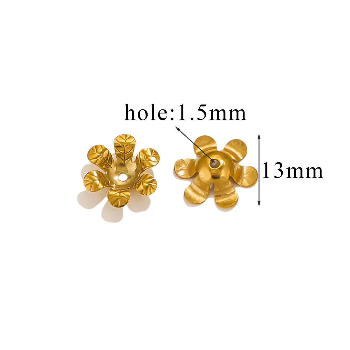 100PCS Stainless Steel Petal Bead Caps & Flower Cups - 18K Vacuum Plated Jewelry Spacer Parts 