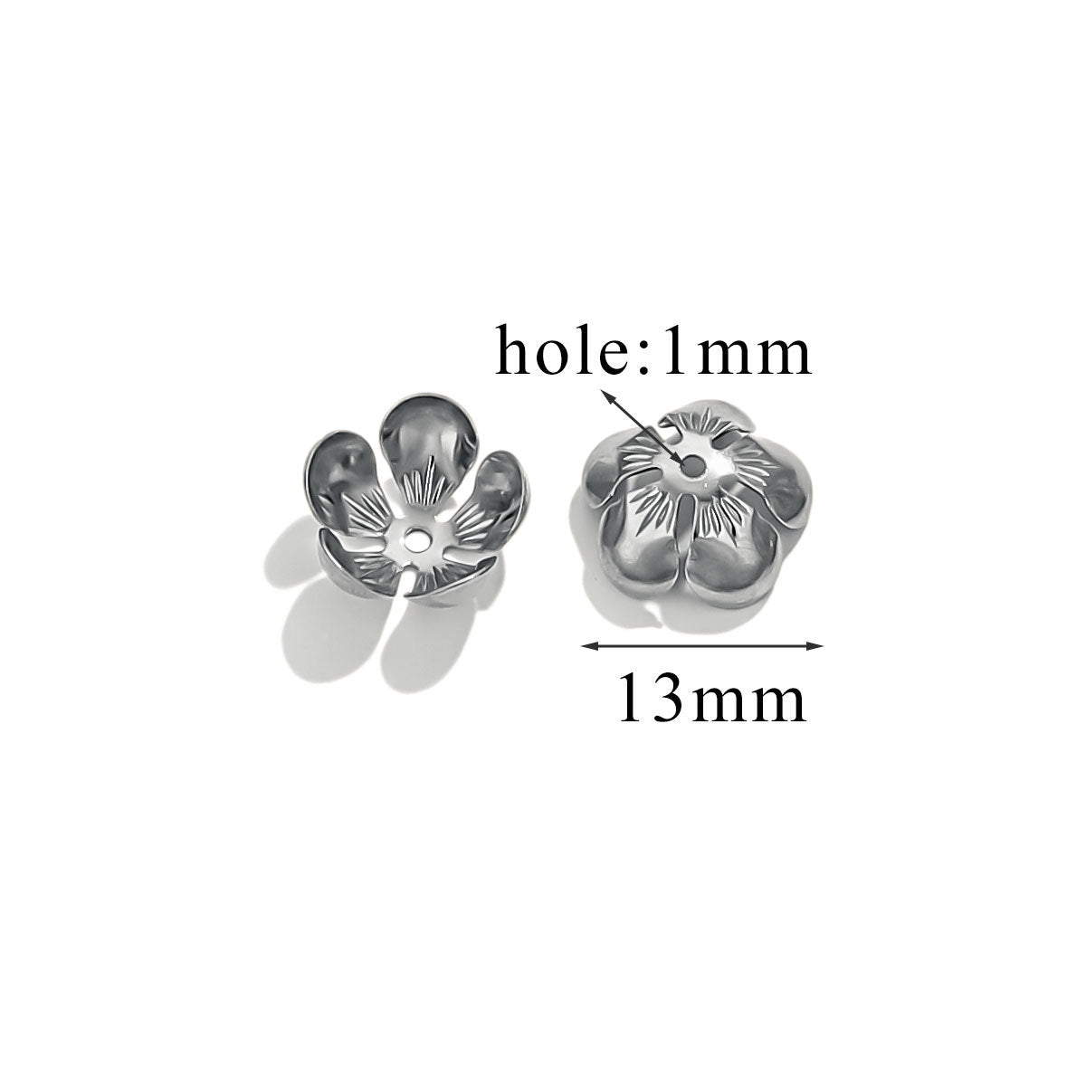 100PCS Stainless Steel Petal Bead Caps & Flower Cups - 18K Vacuum Plated Jewelry Spacer Parts 