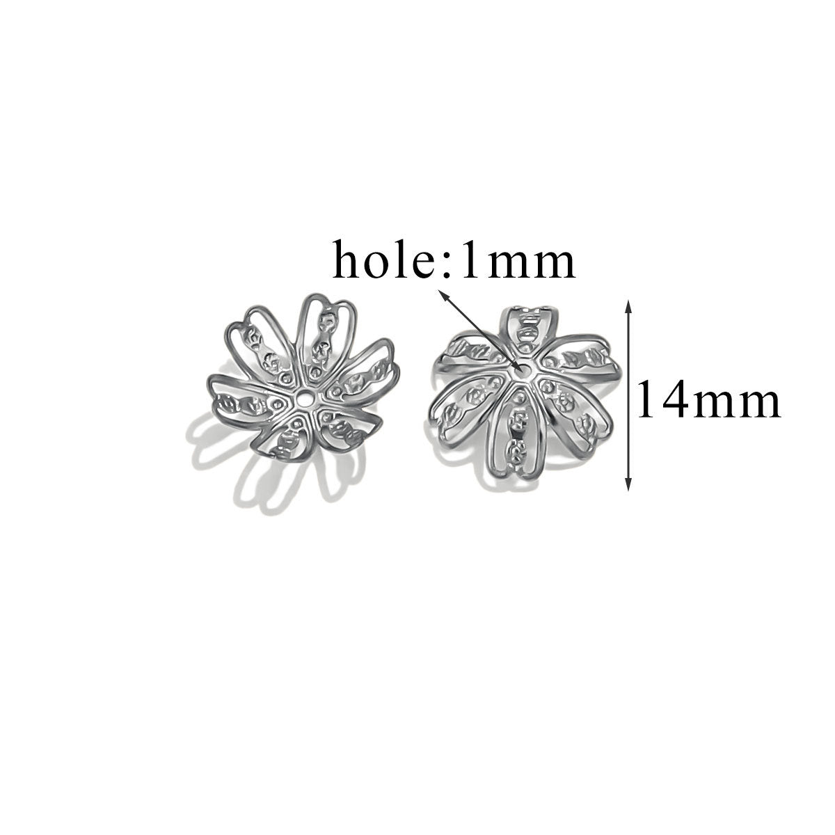 100PCS Stainless Steel Petal Bead Caps & Flower Cups - 18K Vacuum Plated Jewelry Spacer Parts 