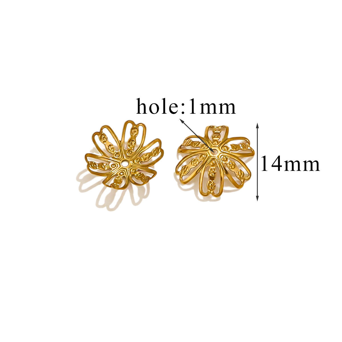 100PCS Stainless Steel Petal Bead Caps & Flower Cups - 18K Vacuum Plated Jewelry Spacer Parts 