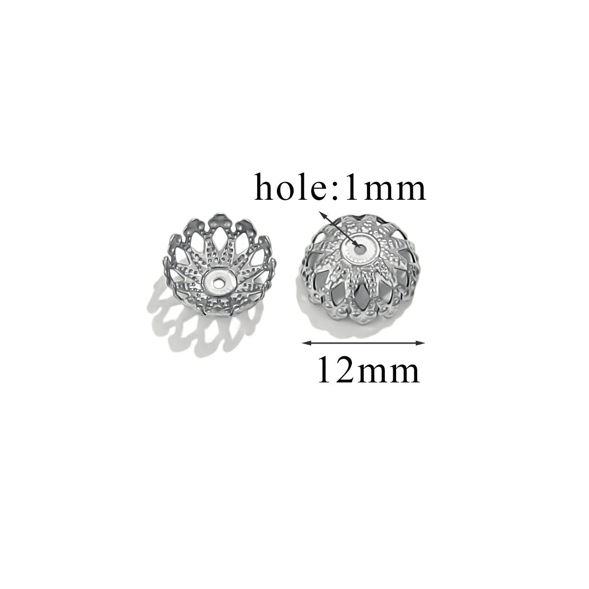 100PCS Stainless Steel Petal Bead Caps & Flower Cups - 18K Vacuum Plated Jewelry Spacer Parts 