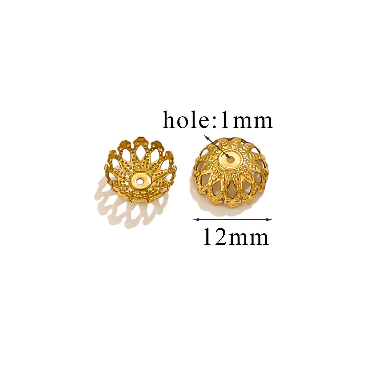 100PCS Stainless Steel Petal Bead Caps & Flower Cups - 18K Vacuum Plated Jewelry Spacer Parts 