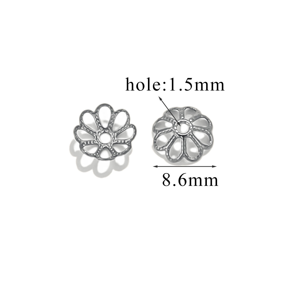 100PCS Stainless Steel Petal Bead Caps & Flower Cups - 18K Vacuum Plated Jewelry Spacer Parts 