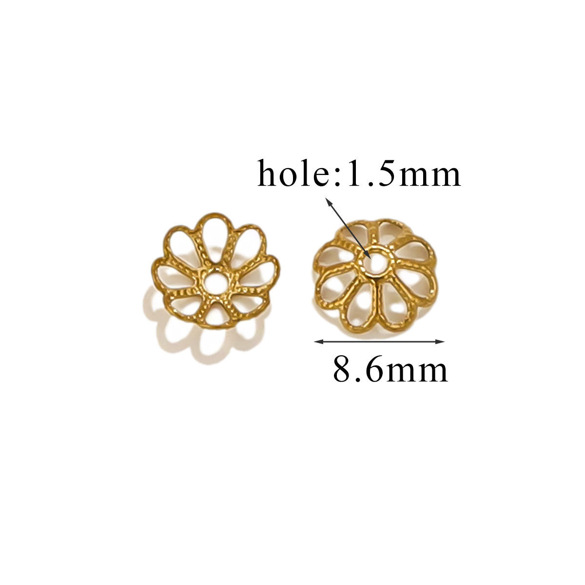 100PCS Stainless Steel Petal Bead Caps & Flower Cups - 18K Vacuum Plated Jewelry Spacer Parts 