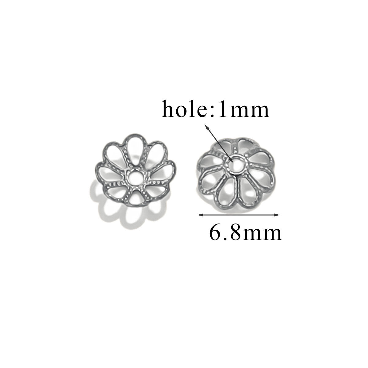 100PCS Stainless Steel Petal Bead Caps & Flower Cups - 18K Vacuum Plated Jewelry Spacer Parts 