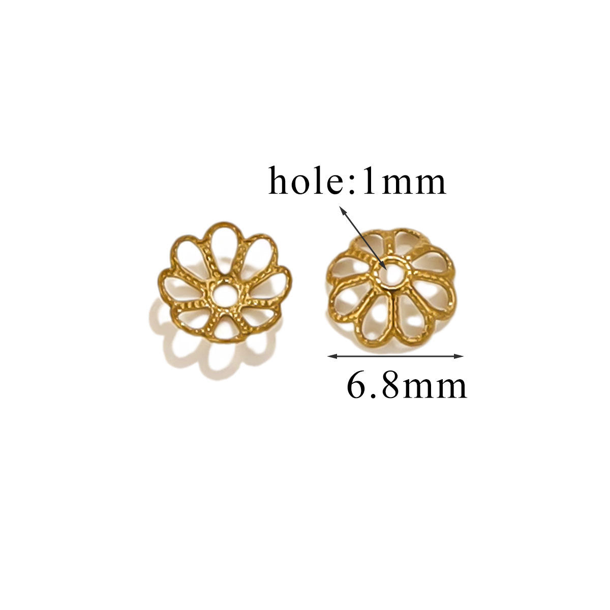 100PCS Stainless Steel Petal Bead Caps & Flower Cups - 18K Vacuum Plated Jewelry Spacer Parts 