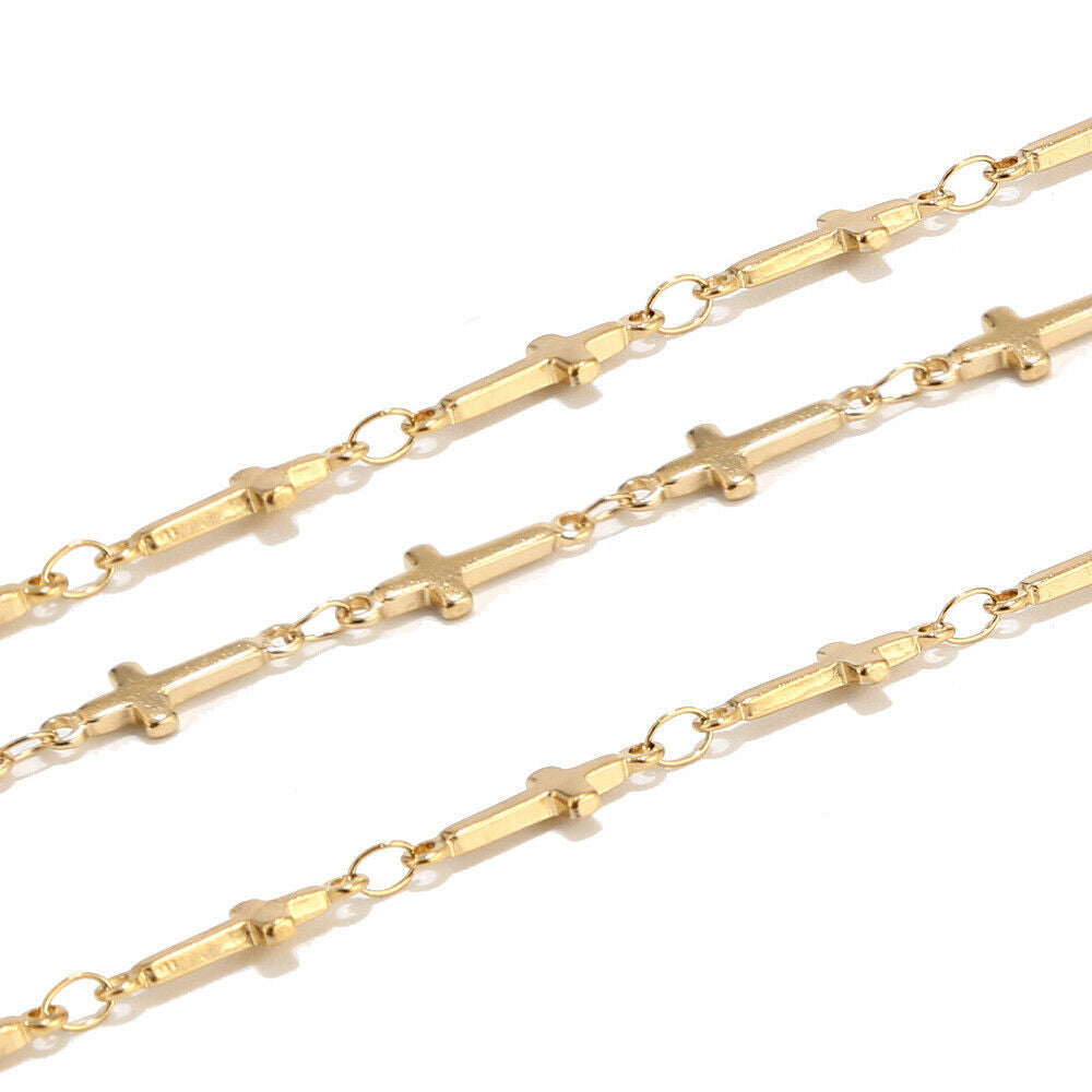 Stainless Steel Cross Chain - Minimalist DIY Jewelry Chain for Necklaces, Durable Religious-Inspired Chain