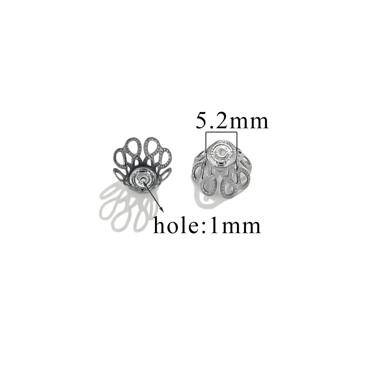100PCS Stainless Steel Petal Bead Caps & Flower Cups - 18K Vacuum Plated Jewelry Spacer Parts 