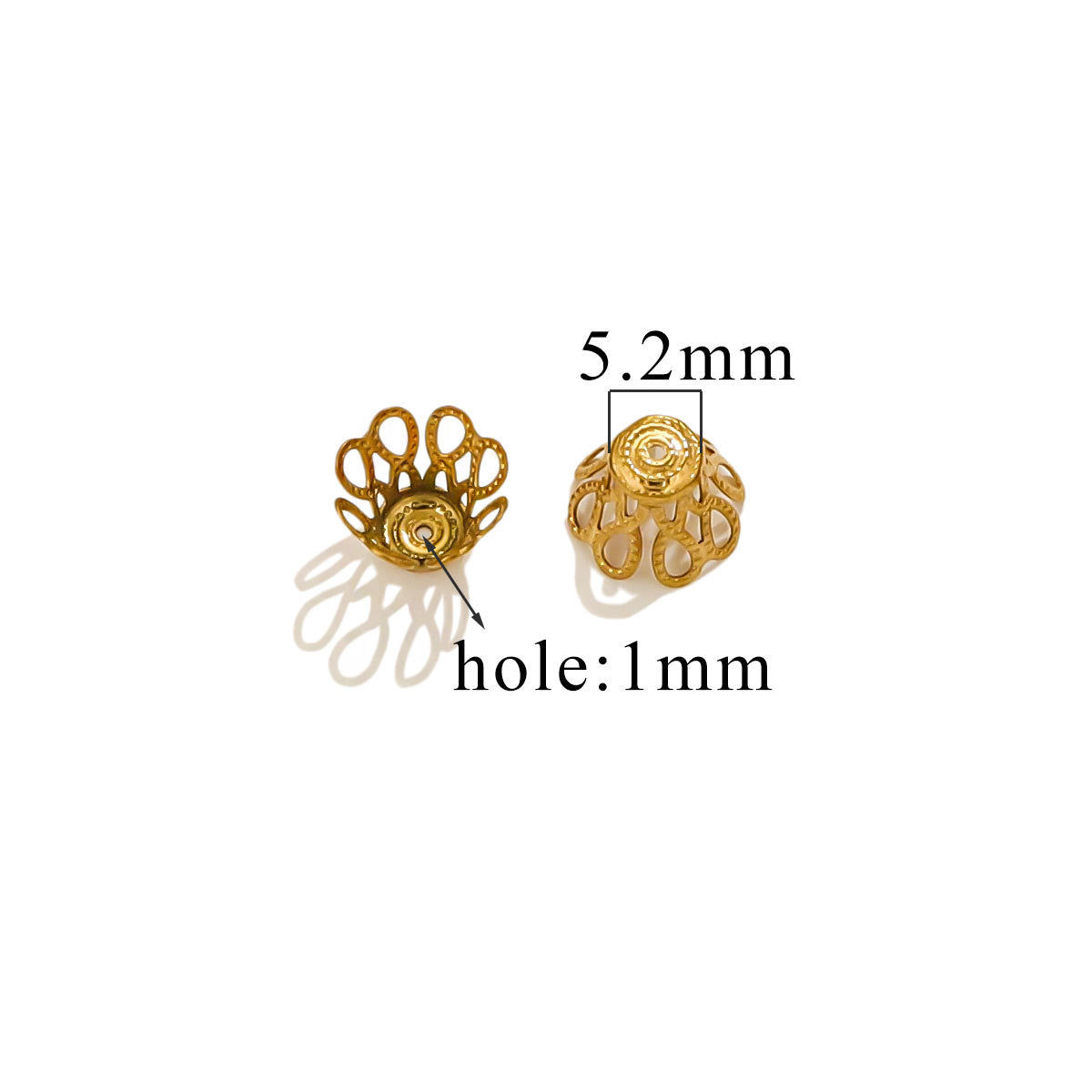 100PCS Stainless Steel Petal Bead Caps & Flower Cups - 18K Vacuum Plated Jewelry Spacer Parts 