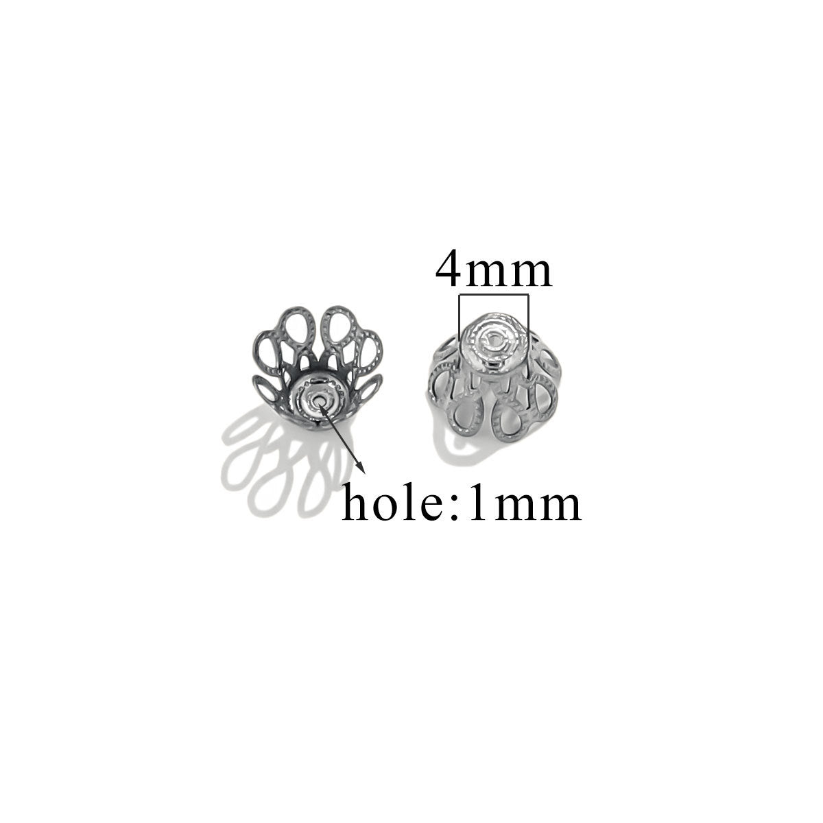 100PCS Stainless Steel Petal Bead Caps & Flower Cups - 18K Vacuum Plated Jewelry Spacer Parts 