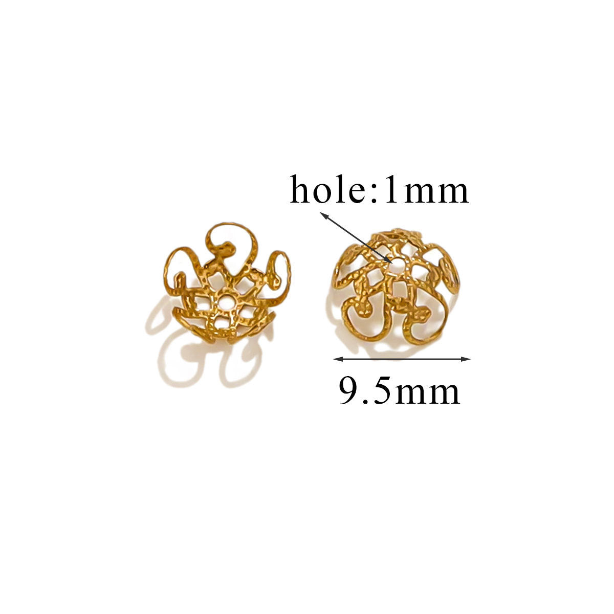 100PCS Stainless Steel Petal Bead Caps & Flower Cups - 18K Vacuum Plated Jewelry Spacer Parts 