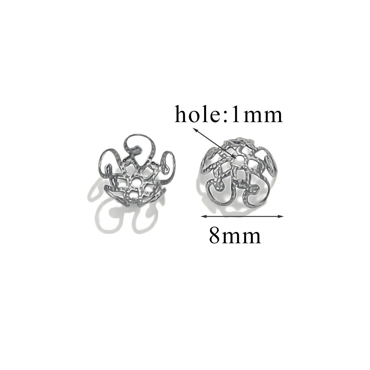 100PCS Stainless Steel Petal Bead Caps & Flower Cups - 18K Vacuum Plated Jewelry Spacer Parts 