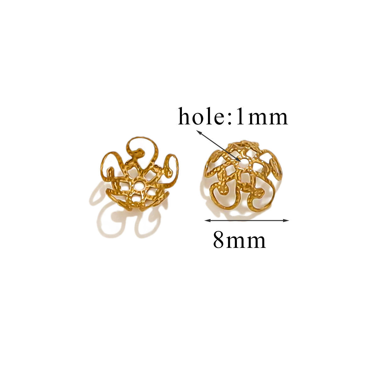 100PCS Stainless Steel Petal Bead Caps & Flower Cups - 18K Vacuum Plated Jewelry Spacer Parts 