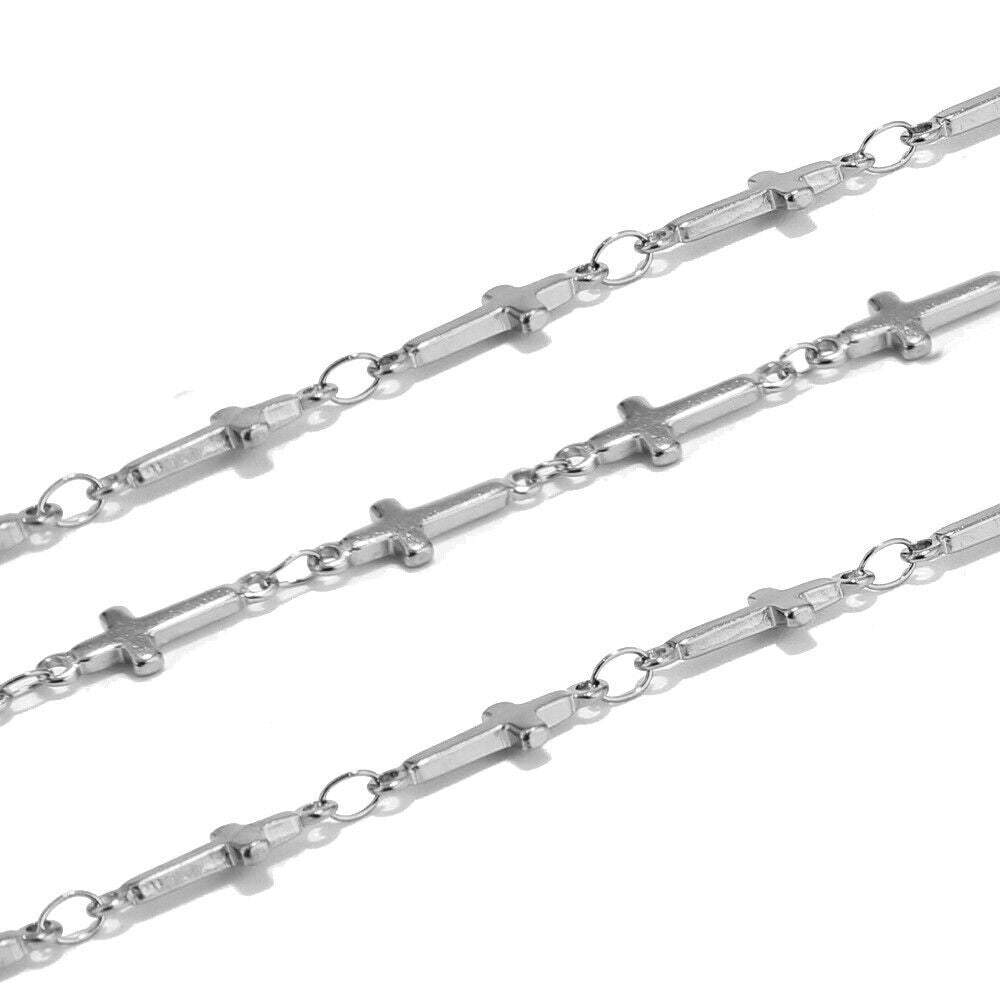 Stainless Steel Cross Chain - Minimalist DIY Jewelry Chain for Necklaces, Durable Religious-Inspired Chain