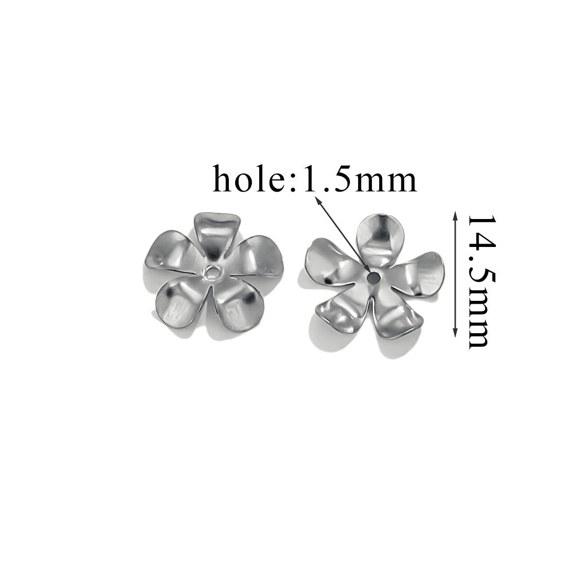 100PCS Stainless Steel Petal Bead Caps & Flower Cups - 18K Vacuum Plated Jewelry Spacer Parts 